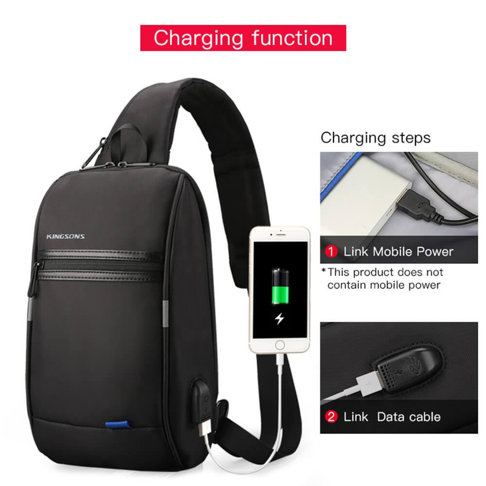 kingsons crossbody bag ks3174w with charging function