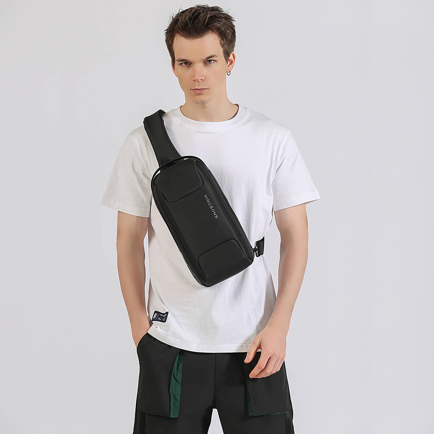 Model showcasing the Kingsons sling bag ks3288w-aw